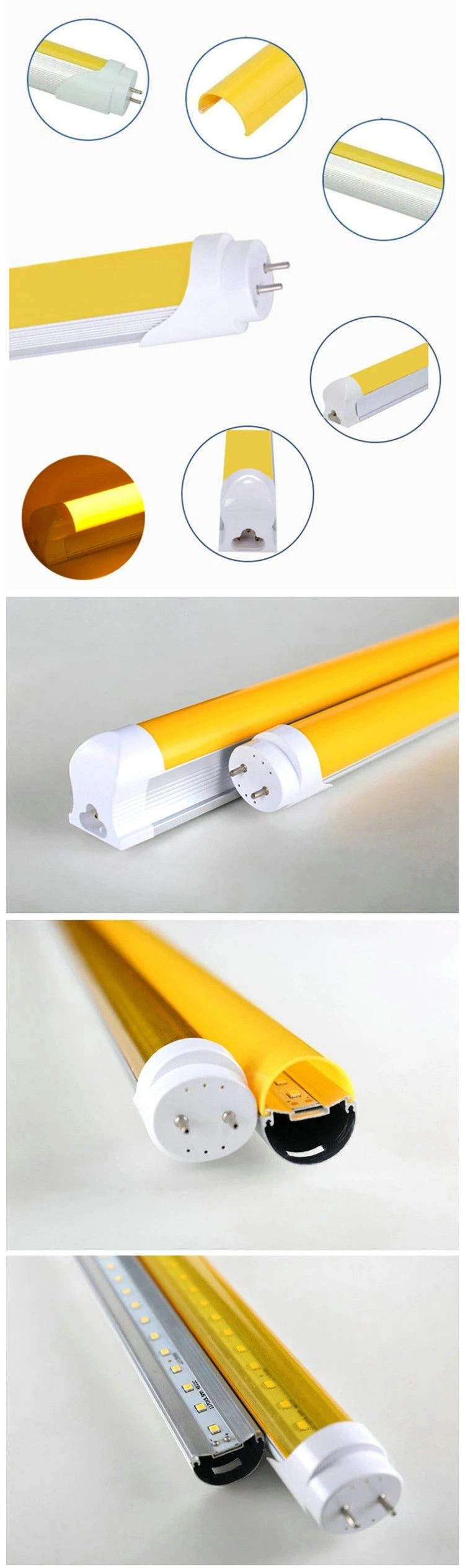 anti-UV lighting yellow cover t8 led tube