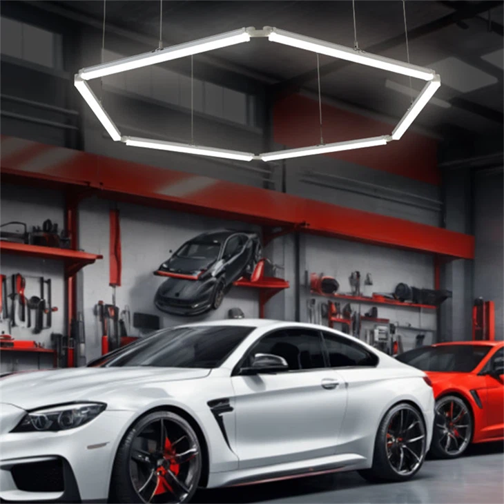 Hexagon LED Ceiling Light - 110V-277V For Auto Showrooms & Industrial Spaces factory
