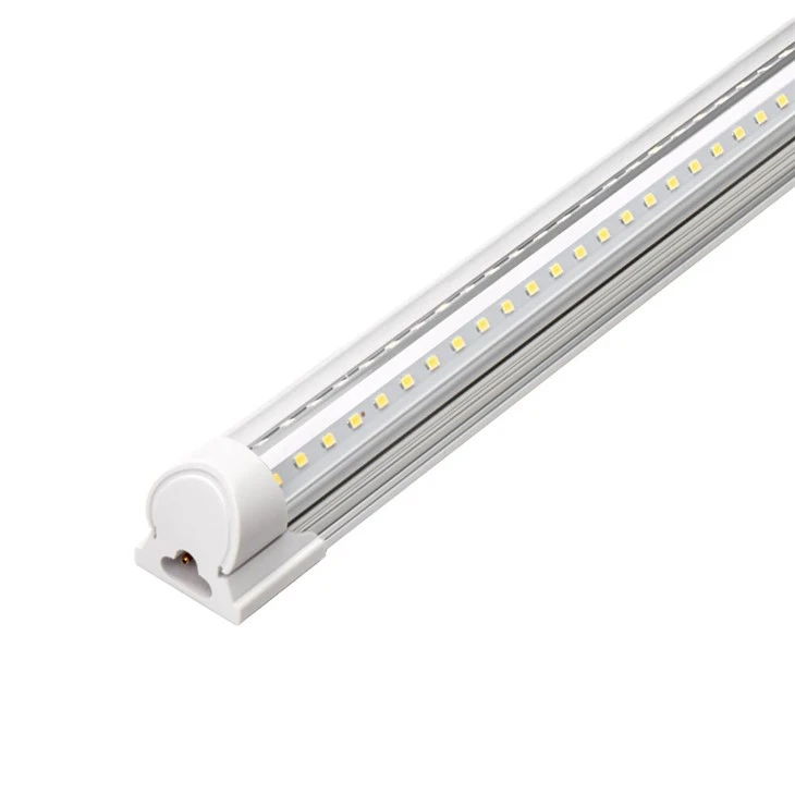 Dawl tat-Tubu LED Linkable — Forma ta' V-B'Għoxra Ċara — 8-Foot, 72W, 9000 Lumens, 5000K Dawl tal-Jum — T8 LED Dawl tal-Ħanut Bil-Plagg
