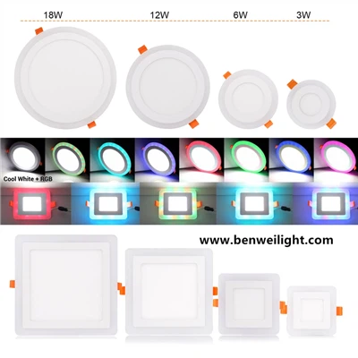 Abjad/RGB Doppju-Kulur LED Recessed Panel Downlight: Saqaf Spot Light