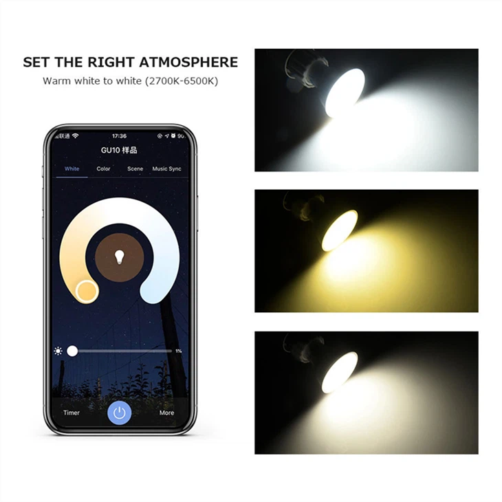 Smart Sensor RGB CW LED Bulbs: 5-9W, GU10/MR16, Voice/WiFi/Bluetooth Dimming high quality