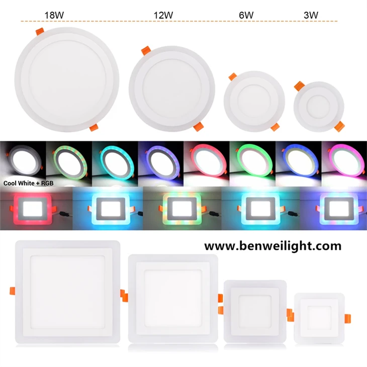 Abjad/RGB Doppju-Kulur LED Recessed Panel Downlight: Saqaf Spot Light